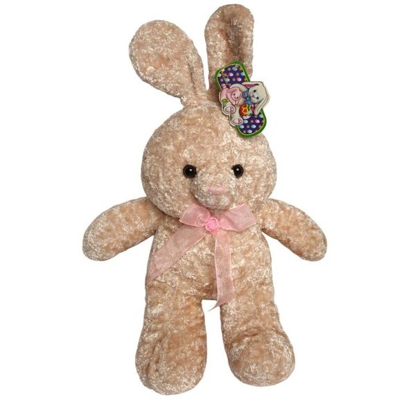 Kellytoy Plush Easter Bunny Rabbit 18"  Beige Stuffed Animal Pink Ribbon Tags - Picture 7 of 7
